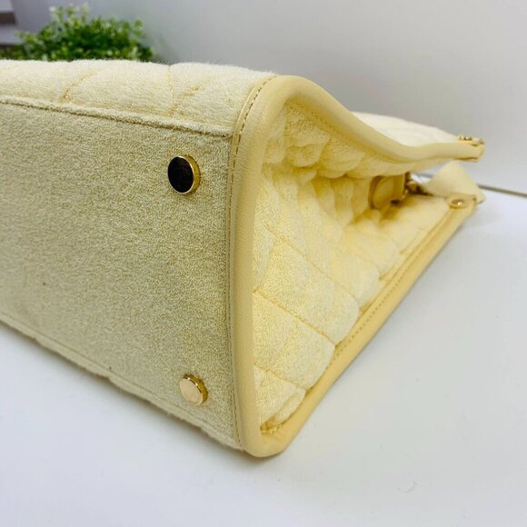 INC Soft Quilted Caitlinn Terry Tote Satchel Crossbody Bag in Butter Yellow - Picture 10 of 12
